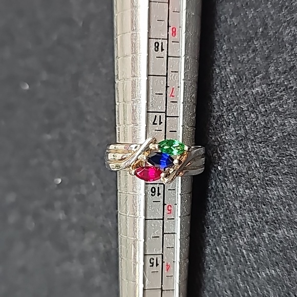 STERLING SILVER RUBY SAPPHIRE EMERALD CZ RING - Picture 11 of 11